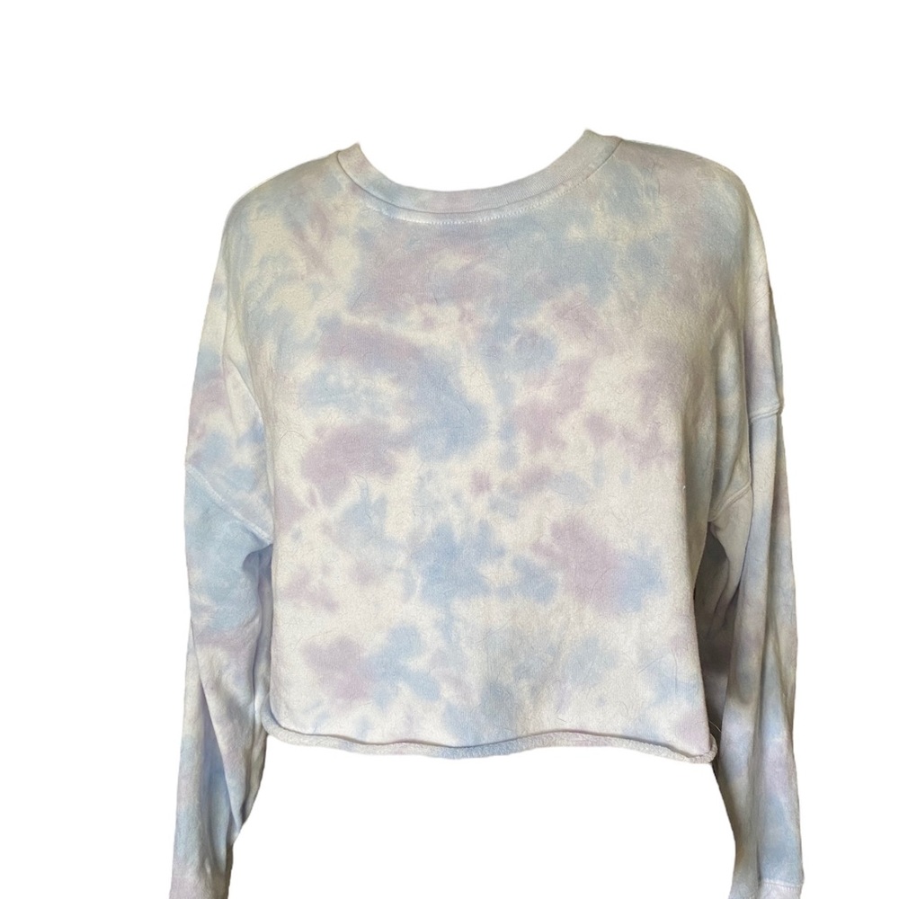 GreenTea cropped tie dyed sweatshirt blue/ violet size: M